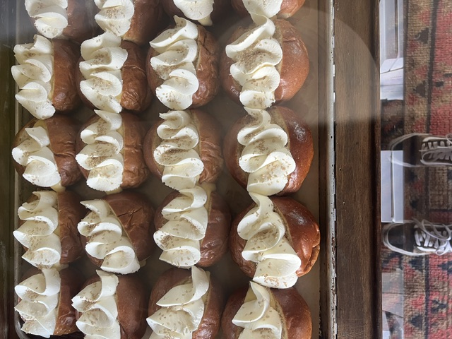 Cream puffs in the display case