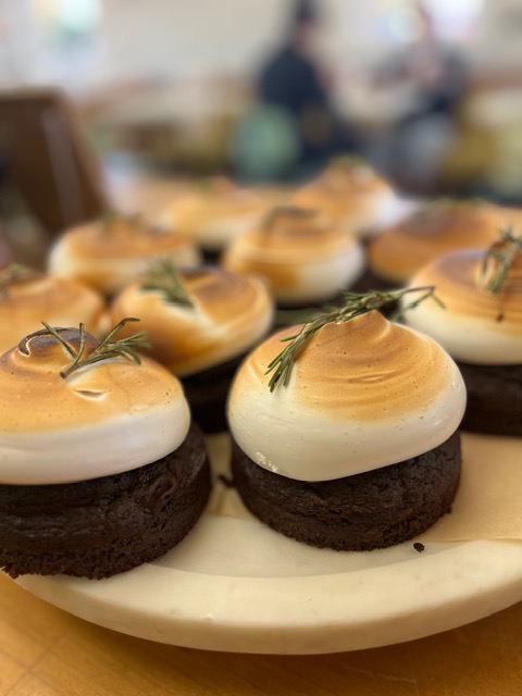 S'mores brownies with toasted meringue